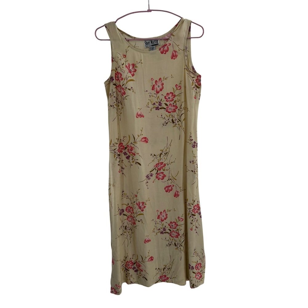 VINTAGE SHERI MARTIN FLORAL YELLOW DRESS SLEEVELESS